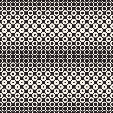 Yarı ton daireler vektör seamless modeli. Soyut geometrik doku yüzüklerin boyutu geçiş ile. Degrade geçiş etkisi arka plan,