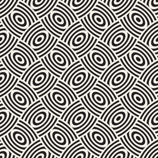 Vektor bezešvé vzor s zakřivené tvary mřížky. Abstraktní monochromatický zaoblené příhradové texturu. Moderní textilní pozadí návrhu — Stockový vektor