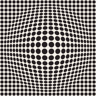 Yarı ton davul gibi şişmiş etkisi optik yanılsama. Geometrik arka plan tasarlamak. Vektör Dikişsiz retro desen.