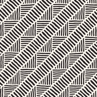 Kesintisiz geometrik doodle satırları desen siyah ve beyaz. Adstract el çekilmiş retro doku.