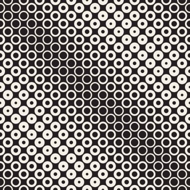 Yarı ton daireler vektör seamless modeli. Soyut geometrik doku yüzüklerin boyutu geçiş ile. Degrade geçiş etkisi arka plan,
