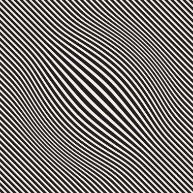 Yarı ton davul gibi şişmiş etkisi optik yanılsama. Geometrik arka plan tasarlamak. Vektör Dikişsiz siyah-beyaz desen.