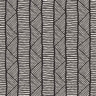 Kesintisiz geometrik doodle satırları desen siyah ve beyaz. Adstract el çekilmiş retro doku.