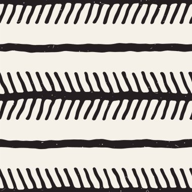Elle çizilmiş stil seamless modeli. Soyut geometrik döşeme arka plan siyah ve beyaz. Vektör doodle hat kafes