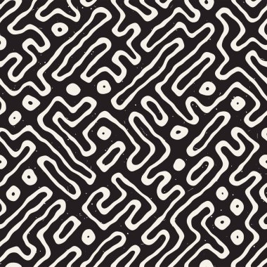 Labirent çizgileri ile Seamless modeli. Tek renkli arka plan. Vektör el çekilmiş labyrinth.