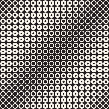 Yarı ton daireler vektör seamless modeli. Soyut geometrik doku yüzüklerin boyutu geçiş ile. Degrade geçiş etkisi arka plan,
