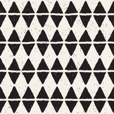 El çekilmiş soyut seamless modeli siyah beyaz. Retro serbest çentikli çizgiler doku.