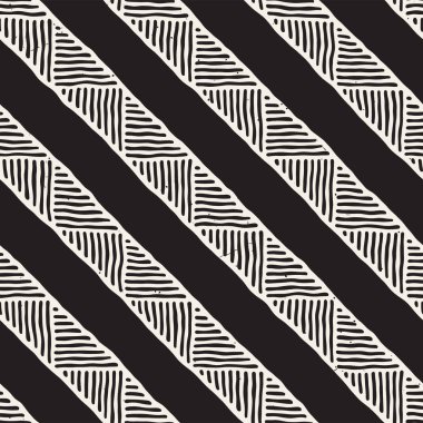 Kesintisiz geometrik doodle satırları desen siyah ve beyaz. Adstract el çekilmiş retro doku.