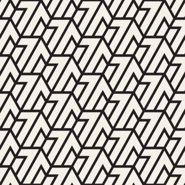 Vektörsüz çizgili desen. Monokrom sarmallı modern stil dokusu. Geometrik altıgen ızgara tekrarlanıyor. Basit kafes tasarımı.