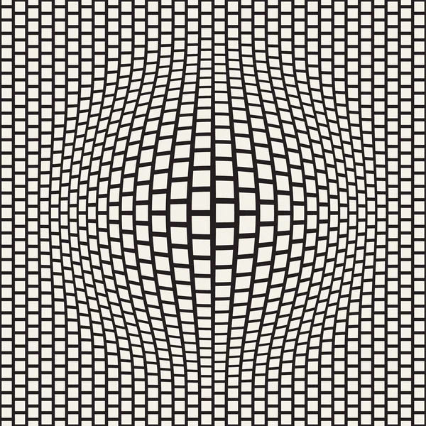 Halftone bloat effect optical illusion. Abstract geometric background design. Vector seamless black and white pattern. — Stock Vector