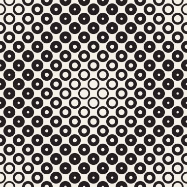 Yarı ton daireler vektör seamless modeli. Soyut geometrik doku yüzüklerin boyutu geçiş ile. Degrade geçiş etkisi arka plan,