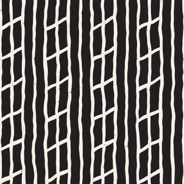 Elle çizilmiş stil seamless modeli. Soyut geometrik döşeme arka plan siyah ve beyaz. Vektör doodle hat kafes