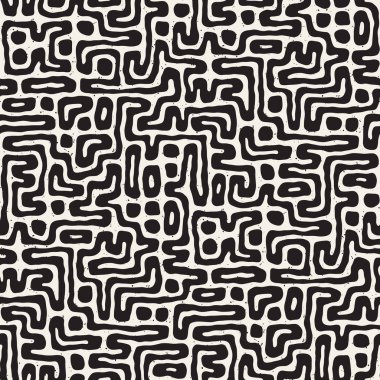 Labirent çizgileri ile Seamless modeli. Tek renkli arka plan. Vektör el çekilmiş labyrinth.