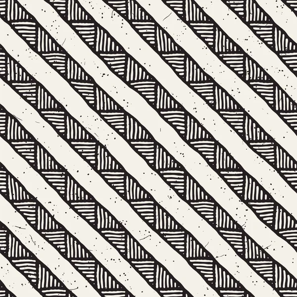 Nahtlose geometrische Doodle-Linien Muster in schwarz und weiß. adstract handgezeichnete Retro-Textur. — Stockvektor