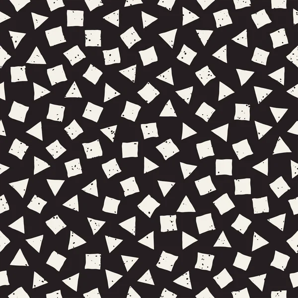 El çekilmiş siyah beyaz mürekkep soyut seamless modeli. Vektör şık grunge doku. Tek renkli geometrik dağınık şekiller