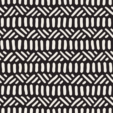 Kesintisiz geometrik doodle satırları desen siyah ve beyaz. Adstract el çekilmiş retro doku.