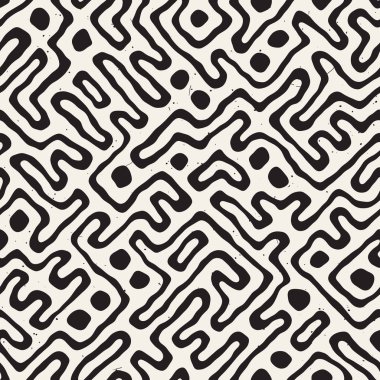 Labirent çizgileri ile Seamless modeli. Tek renkli arka plan. Vektör el çekilmiş labyrinth.
