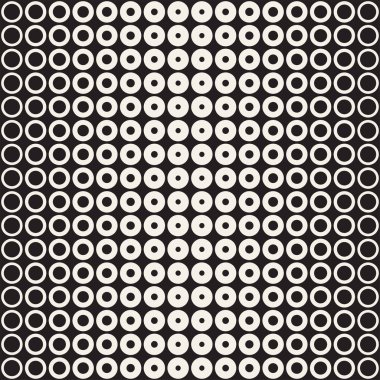 Yarı ton daireler vektör seamless modeli. Soyut geometrik doku yüzüklerin boyutu geçiş ile. Degrade geçiş etkisi arka plan,