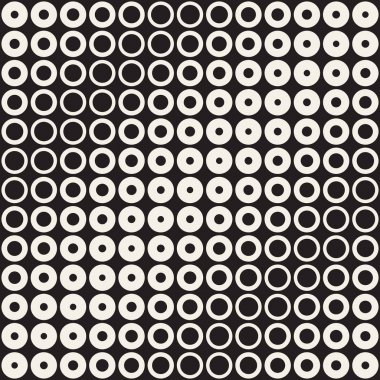 Yarı ton daireler vektör seamless modeli. Soyut geometrik doku yüzüklerin boyutu geçiş ile. Degrade geçiş etkisi arka plan,