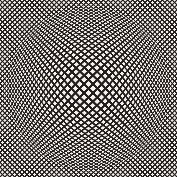 Halftone zwellen effect optische illusie. Abstracte geometrische achtergrondontwerp. Vector naadloze zwart-wit patroon. — Stockvector