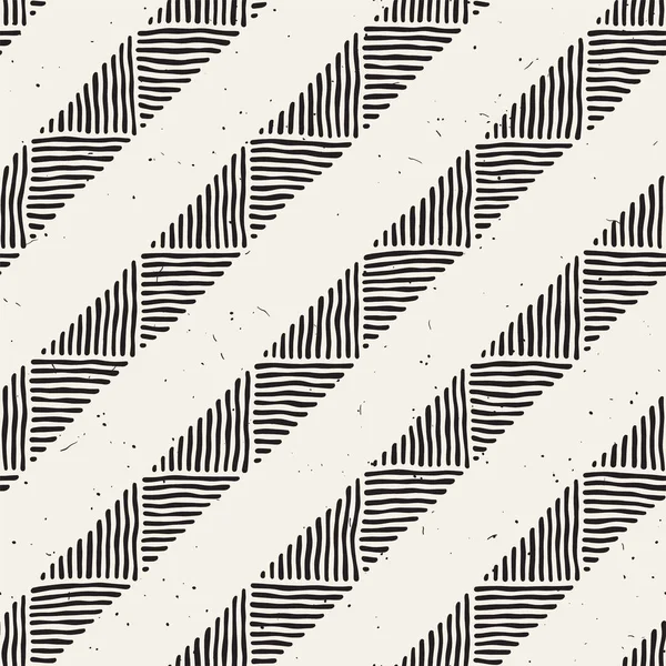 Naadloze geometrische doodle-patroon van lijnen in zwart-wit. Adstract hand getekende retro textuur. — Stockvector