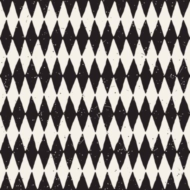 El çekilmiş soyut seamless modeli siyah beyaz. Retro serbest çentikli çizgiler doku.