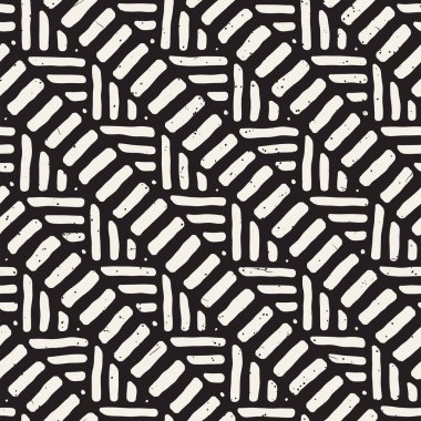 Kesintisiz geometrik doodle satırları desen siyah ve beyaz. Adstract el çekilmiş retro doku.