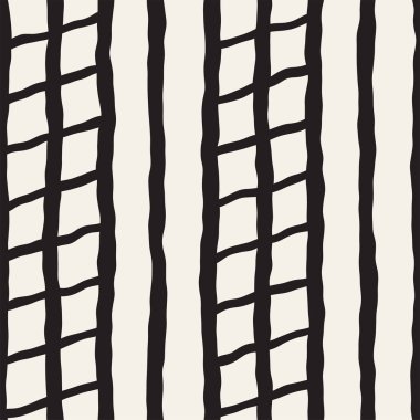 Elle çizilmiş stil seamless modeli. Soyut geometrik döşeme arka plan siyah ve beyaz. Vektör doodle hat kafes
