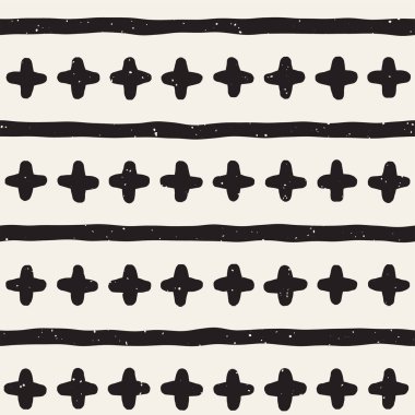 Elle çizilmiş stil etnik seamless modeli. Siyah ve beyaz soyut grungy geometrik arka plan.