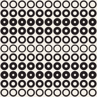 Yarı ton daireler vektör seamless modeli. Soyut geometrik doku yüzüklerin boyutu geçiş ile. Degrade geçiş etkisi arka plan,