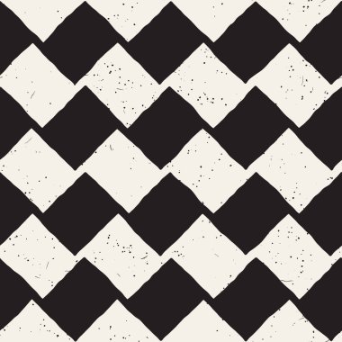 El çekilmiş soyut seamless modeli siyah beyaz. Retro serbest çentikli çizgiler doku.