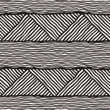 Kesintisiz geometrik doodle satırları desen siyah ve beyaz. Adstract el çekilmiş retro doku.