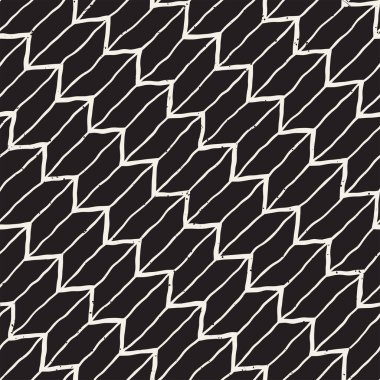 Elle çizilmiş stil seamless modeli. Soyut geometrik döşeme arka plan siyah ve beyaz. Vektör doodle hat kafes