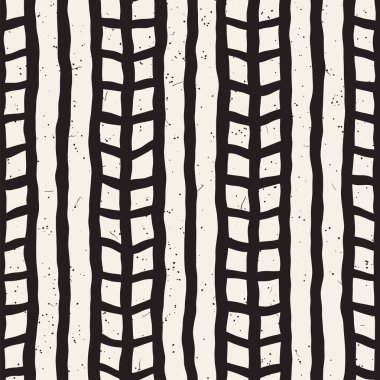 Elle çizilmiş stil seamless modeli. Soyut geometrik döşeme arka plan siyah ve beyaz. Vektör doodle hat kafes
