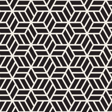 Vektörsüz çizgili desen. Monokrom sarmallı modern stil dokusu. Geometrik altıgen ızgara tekrarlanıyor. Basit kafes tasarımı.