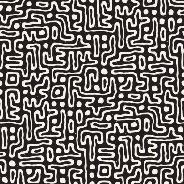 Labirent çizgileri ile Seamless modeli. Tek renkli arka plan. Vektör el çekilmiş labyrinth.
