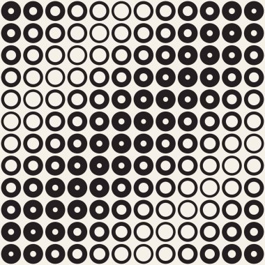 Yarı ton daireler vektör seamless modeli. Soyut geometrik doku yüzüklerin boyutu geçiş ile. Degrade geçiş etkisi arka plan,