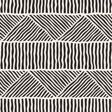 Kesintisiz geometrik doodle satırları desen siyah ve beyaz. Adstract el çekilmiş retro doku.