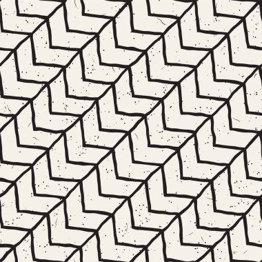 Elle çizilmiş stil seamless modeli. Soyut geometrik döşeme arka plan siyah ve beyaz. Vektör doodle hat kafes