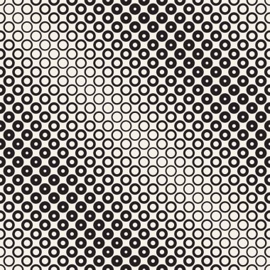 Yarı ton daireler vektör seamless modeli. Soyut geometrik doku yüzüklerin boyutu geçiş ile. Degrade geçiş etkisi arka plan,