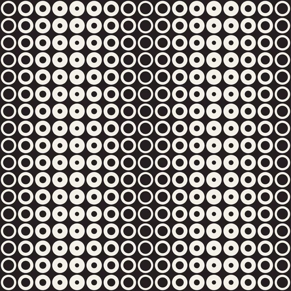 Motif sans couture de cercles de demi-teinte vectoriel. Texture géométrique abstraite avec gradation de la taille des anneaux. Effet de transition de gradient fond , — Image vectorielle