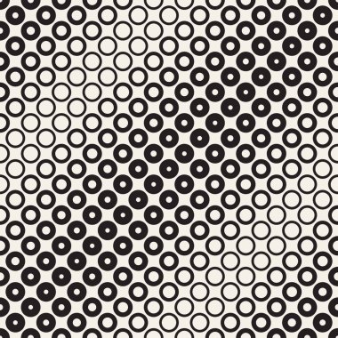 Yarı ton daireler vektör seamless modeli. Soyut geometrik doku yüzüklerin boyutu geçiş ile. Degrade geçiş etkisi arka plan,