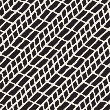 Elle çizilmiş stil seamless modeli. Soyut geometrik döşeme arka plan siyah ve beyaz. Vektör doodle hat kafes