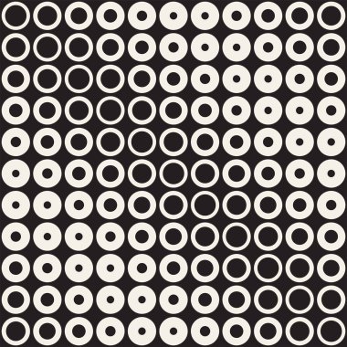 Yarı ton daireler vektör seamless modeli. Soyut geometrik doku yüzüklerin boyutu geçiş ile. Degrade geçiş etkisi arka plan,