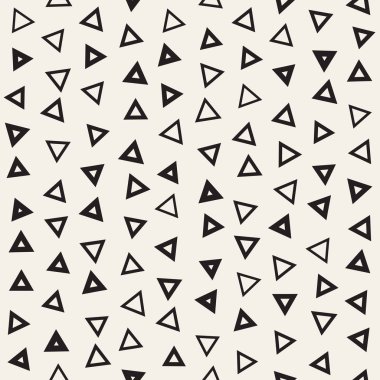 Kusursuz kaotik şablonlar. Rastgele dağılmış geometrik şekiller. Soyut retro arkaplan tasarımı