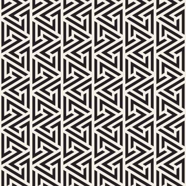 Vektörsüz çizgili desen. Monokrom sarmallı modern stil dokusu. Geometrik altıgen ızgara tekrarlanıyor. Basit kafes tasarımı.