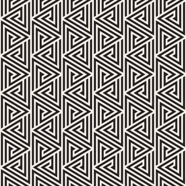 Vektörsüz çizgili desen. Monokrom sarmallı modern stil dokusu. Geometrik altıgen ızgara tekrarlanıyor. Basit kafes tasarımı.