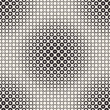 Yarı ton daireler vektör seamless modeli. Soyut geometrik doku yüzüklerin boyutu geçiş ile. Degrade geçiş etkisi arka plan,