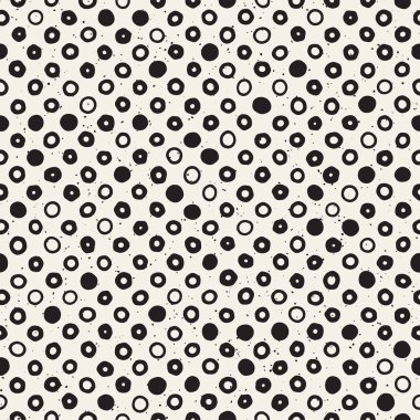 El çekilmiş siyah beyaz mürekkep soyut seamless modeli. Vektör şık grunge doku. Dağınık geometrik şekiller boya fırça satırları