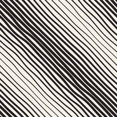 Vektörsüz Siyah ve Beyaz El Çapraz Dalgalı Çizgiler Deseni. Özet Freehand Arkaplan Tasarımı